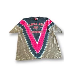 Vintage Tampa Bay Buccaneers NFL Football Single Stitch Tie Dye USA Made Size L